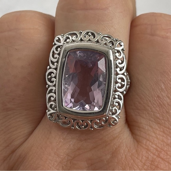 Sterling silver 925 Rose de France Amethyst ring size 9 JTV